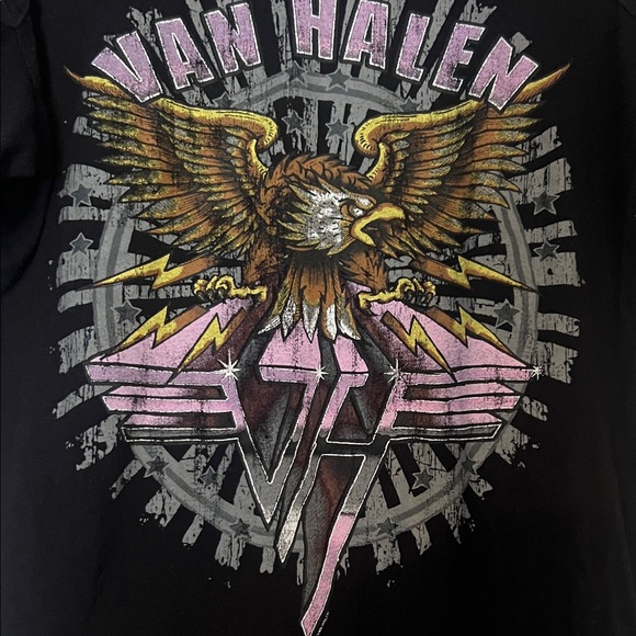 Forever 21 Black Van Halen Tee with Lace Up Sleeve Detail - Picture 3 of 7